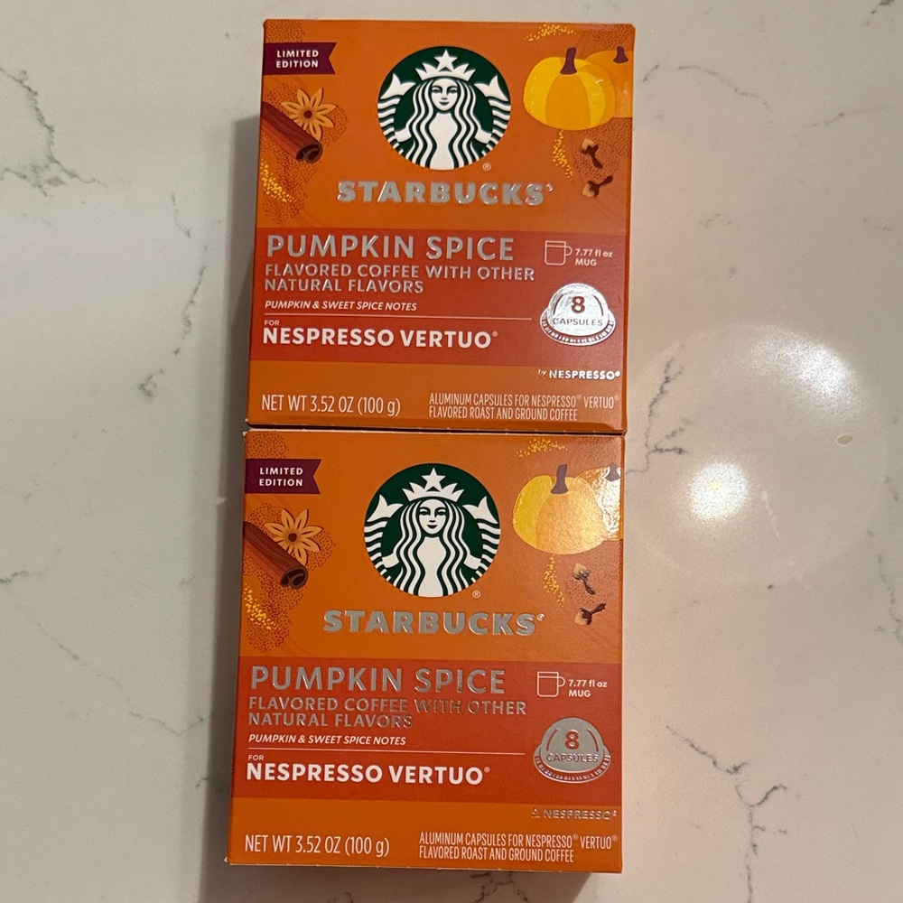 Starbucks Pumpkin Spice Nespresso Vertuo Capsules 2 Boxes, New in Unopened Box